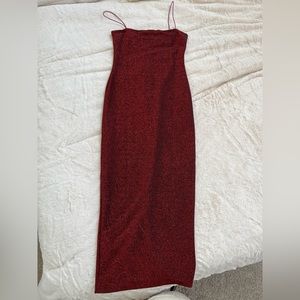 Gorgeous red sparkle spaghetti strap midi dress